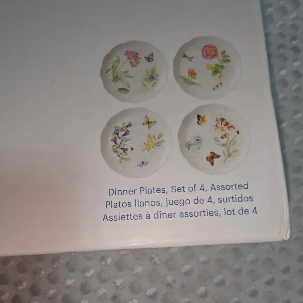 LENOX BUTTERFLY MEADOW HERBS ACCENT PLATES SET OF 4